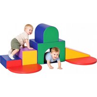 HOMCOM 7-piece Soft Play, Climb and Crawl Foam, Toddler Stairs and Ramp, Colourful Kids' Educational Software, Toys for Baby Preschooler Aosom UK