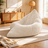 Convertible Bean Bag with Soft Ribbed Corduroy Cover, Memory Foam Floor Mattress Bed with Machine-Washable Cover, 180L x 125W cm, White Aosom UK