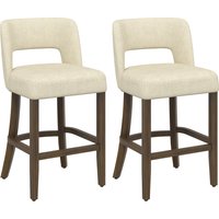 HOMCOM Bar Stools Set of 2, Counter Height Bar Stools with Curved Backrest, for Kitchen Island, Dining Room, Living Room, Beige