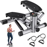 HOMCOM Mini Stepper W/Arm Cord-Black/Silver Grey