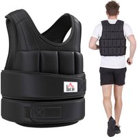 HOMCOM 15kg Adjustable Metal Sand Weight Vest Black Aosom UK