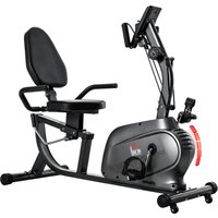 HOMCOM Recumbent Exercise Bike with Magnetic Resistance Adjustable Seat Indoor Cardio Bike with Pad Holder, LCD Monitor, Black Aosom UK