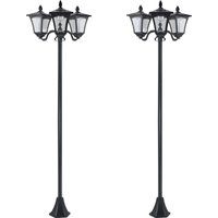 Outsunny Set 2 Lampioncini Solari da Esterno a 3 Luci Impermeabili IP44, 51.5x47x182.5cm, Nero Aosom Italy