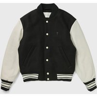 PADDED AMI PARIS TEDDY JACKET WITH LEATHER SLEEVES