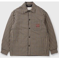 Drôle de Monsieur Men's Check Overshirt With Slogan Beige
