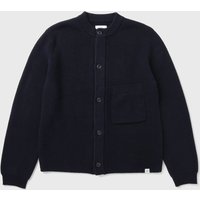 Norse Projects Men's Gullverket Cotton Wool Rib Cardigan Dark Navy