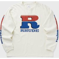 Rhude Men's Split Petrol Logo Long Sleeve T-Shirt Vintage White/ Red/ Blue