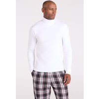 Meribel – męski bawełniany top z golfem - White