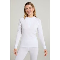Talus – damski top z długimi rękawami i suwakiem pod szyją - White
