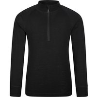 Dziecięca bluzka zasuwana do połowy z wełny merynosów - Black