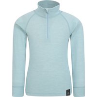 Dziecięca bluzka zasuwana do połowy z wełny merynosów - Blue