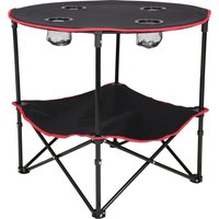 Okrągły składany stół kempingowy z uchwytami na kubki - Black