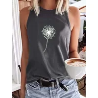 Cotton-Blend Shift Sleeveless Crew Neck Vest Deep Gray/XXL