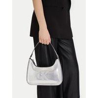 Handtasche Calvin Klein Bold Ck Metallic Shoulder Bag LV04F3332G Silberfarben
