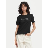 Tommy Hilfiger T-Shirt Script WW0WW43459 Schwarz Regular Fit