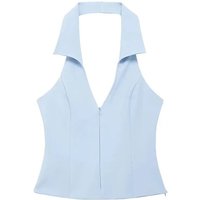2025 Woman Zipper Decorate Solid Slim Top Summer Women Chic Sexy V-Neck Sleeveless Backless Suspender Top Streetwear