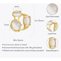 Opal Decorated Ear Cuff Earrings For Women Gold Color Fashion Jewelry Earring 2025 Gift Pendientes Mujer E221360