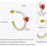 Enfashion Aros Drip Oil Heart Hoop Earrings Gold Color Stainless Steel Hoops Earings For Women Fashion Jewelry Party E231512
