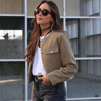 Official Winter O Neck Thick Black Tailored Coat Tweed Short Blazer Coat Vintage Office Lady Coat Autumn Women Store