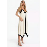 Rindu 2025 Women's Stitching Camisole Dress Summer Sexy Prom Female Dress Zevity Elegant and Pretty White Dress