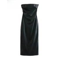Black Faux Leather Dress Woman Off Shoulder Long Dresses For Women Backless Midi Bodycon Dress 2025 Sexy Party Dresses