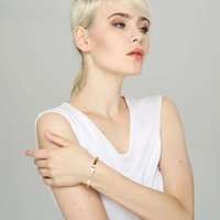 Enfashion Natural Stone Spike Cuff Bracelet Manchette Gold color Bangle Bracelet Women Stainless Steel Bracelets Bangles
