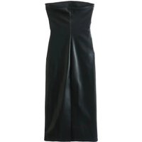 Black Faux Leather Dress Woman Off Shoulder Long Dresses For Women Backless Midi Bodycon Dress 2025 Sexy Party Dresses