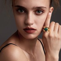 Punk Natural Stone Rings For Women Gold Color Ring Charm 2025 Fashion Jewelry Party Anillos Mujer Birthday Office 4105