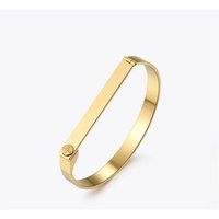 Enfashion Personalized Engraved Name Bracelet Gold Color Bar Screw Bangles Lovers Bracelets For Women Men Cuff Bracelets B4003-M