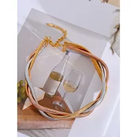 Trendy Stainless Steel Chain Weave Thick Torques Punk Metal Statement Choker Necklace Attractive Fashion Jewelry