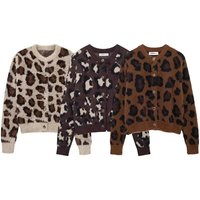 Spring Women Fashion Trend Cardigan Single Breasted Knitted Sweaters Coat Female Elegant Women's Animal Print Sweater