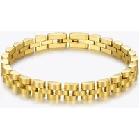 Punk Watchband Bracelets For Women Stainless Steel Gold Color Armband Bangles 2025 Fashion Jewelry Friends Gifts B2165
