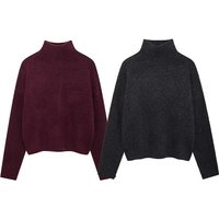 Women Winter Fashion Versatile Solid Soft Basic High Neck Long Sleeve Knitted Pullover Female Elegant Warm Casual Sweater