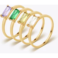 Anillos Multicolor Zircon Ring For Women's Stainless Steel 18K Plated Gold Rings Street Fashion Simple Jewerly R244226