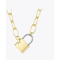Big Lock Link Chain Choker Necklace Women Gold Color Stainless Steel Femme Pendant Necklaces Fashion Jewelry P193040