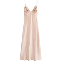 Brangdy 2025 Women's Silk Satin Dress Dresses on Sale Clearance Sexy Costume Long Robe Femme Elegant Fashion Summer Party