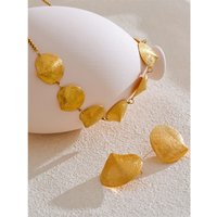 Shell Gold Color Waterproof Plated Stainless Steel Earrings Necklace Jewelry Statement Trendy Fashion Holiday Accessories
