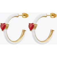 Enfashion Aros Drip Oil Heart Hoop Earrings Gold Color Stainless Steel Hoops Earings For Women Fashion Jewelry Party E231512