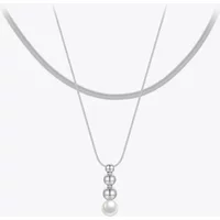 Para Mujer Snake Chain Pendant Pearl Necklace For Women Jewelry Necklaces 18K Plated Fashion Simple Party Gift P233395