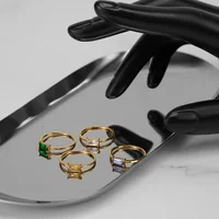 Anillos Multicolor Zircon Ring For Women's Stainless Steel 18K Plated Gold Rings Street Fashion Simple Jewerly R244226