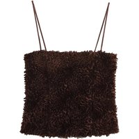 Women Fashion Sexy Brown Three-Dimensional Flower Fluffy Mesh Zipper Camisole Top Female Elegant Backless Sleeveless Top