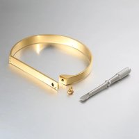 Enfashion Personalized Engraved Name Bracelet Gold Color Bar Screw Bangles Lovers Bracelets For Women Men Cuff Bracelets B4003-M