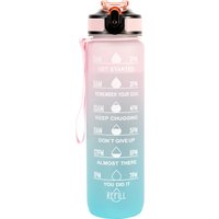 OOLACTIVE GF1202 32oz Motivational Water Bottle with Straw Pink Blue