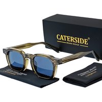 CATERSIDE K39769 Vintage Sunglasses Green Frame Blue Lens