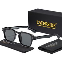 CATERSIDE K40270 Vintage Sunglasses Black Frame Grey Lens