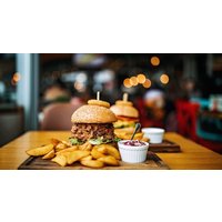 Burger, Fries and a Milkshake or Iced Drink Each For One, Two or Four