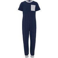 Unisex Kids Special Needs Jumpsuit Round Neck Short Sleeve Contrast Color Back Invisible Zipper Adaptive Clothing 5-6 Years navy blue