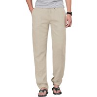 Mens Cotton Linen Drawstring Pants Elastic Waist Casual Jogger Yoga Pants Beach Trousers Baggy Loose Men Sweatpants XXXL beige