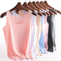 Women Bottoming Vest Ice Silk Seamless Sleeveless Pure Color Plus Size Stretchy Round Neck Dry Dry Cooling Camisole Summer Dating Office Vacation 4XL pink