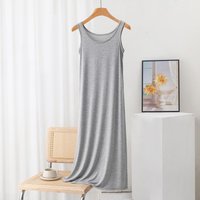 Plus Size Women's Summer Modal Camisole A-Line Sleep Dress - Thin, Long Vest Style XL gray